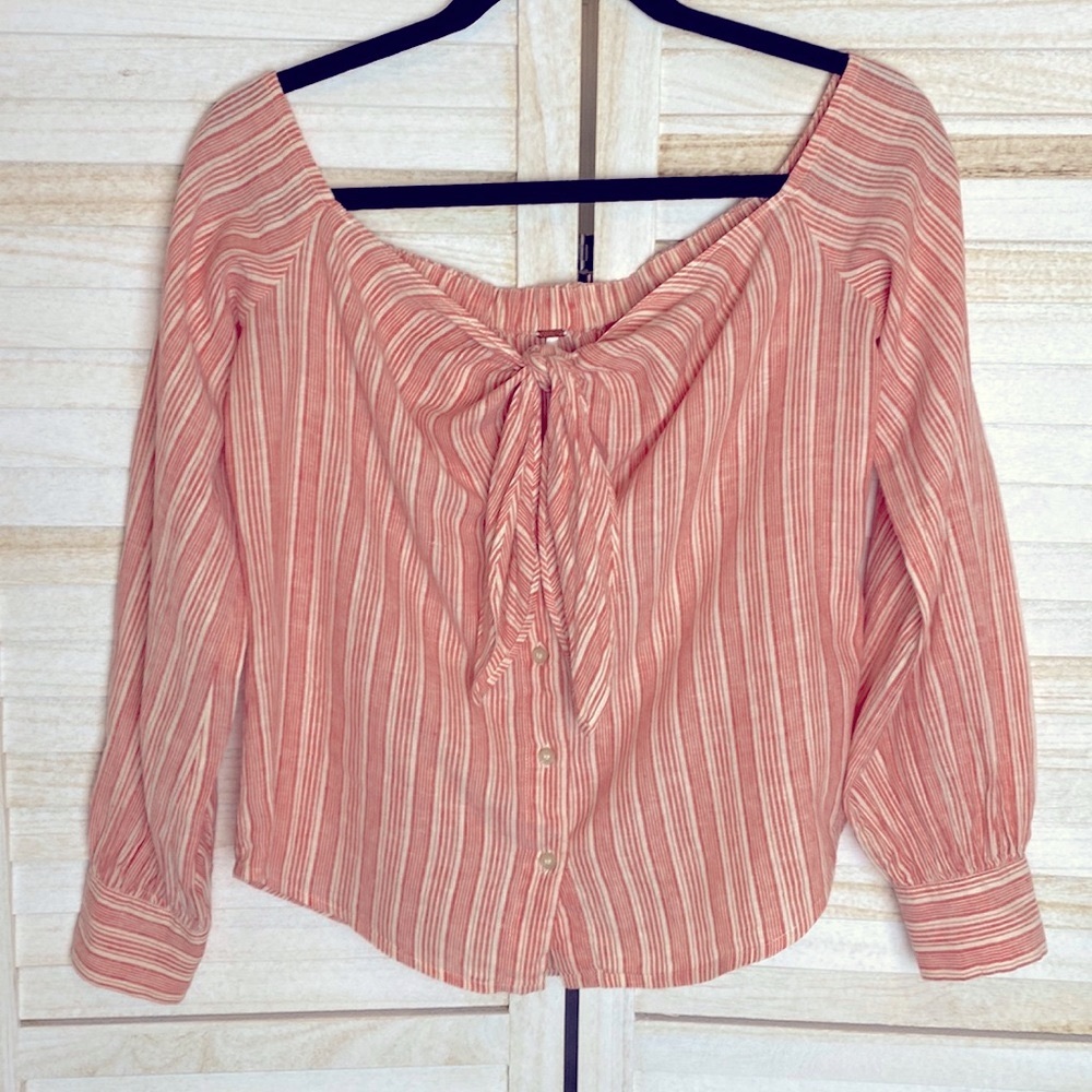 Free People Hello There Beautiful Off the Shoulder Striped Top Size XS